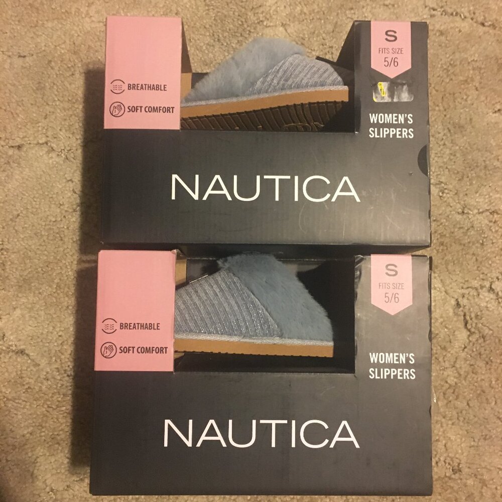 Nautica House Shoes Two Pair Small Shoe Size 5-6 NWT